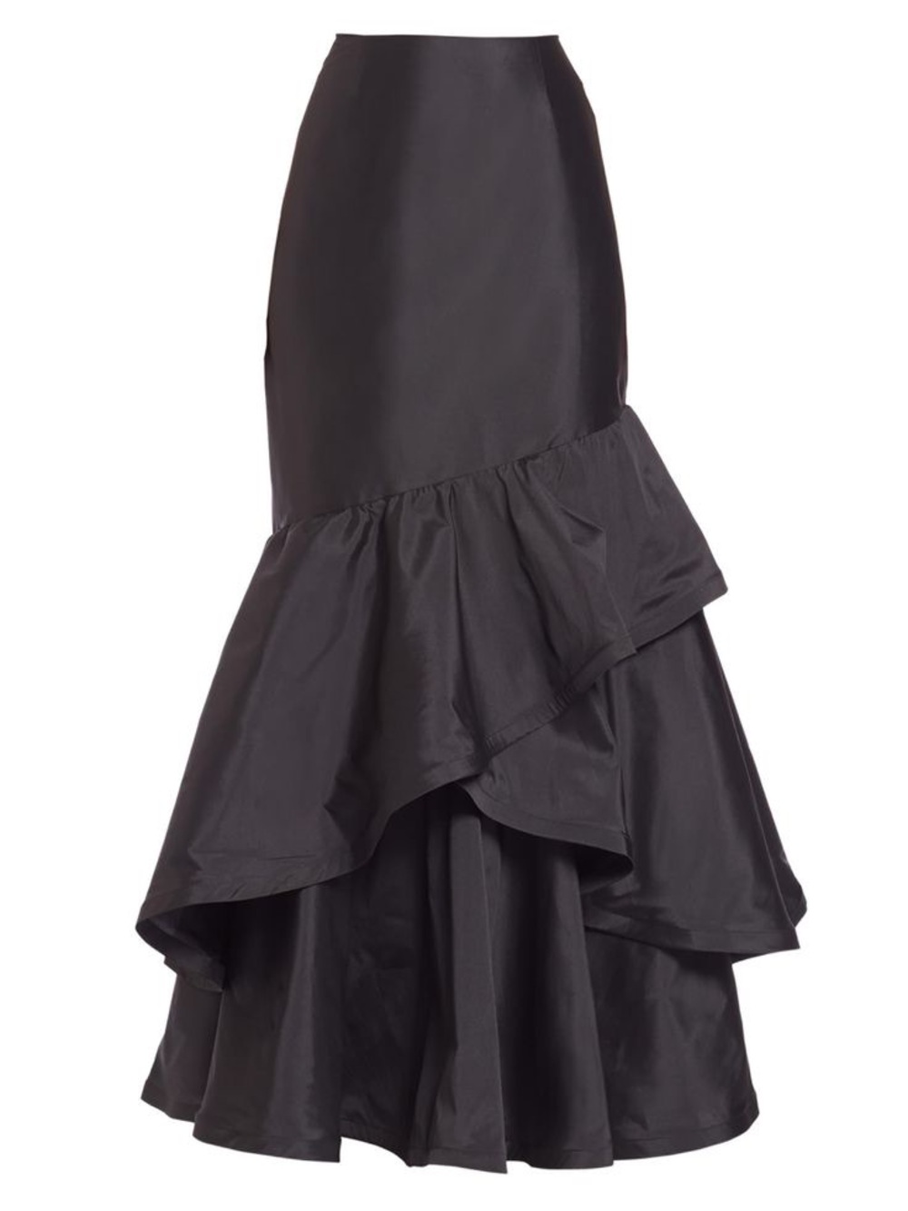 Rickie Freeman Teri Jon Long Ruffle Taffeta Skirt